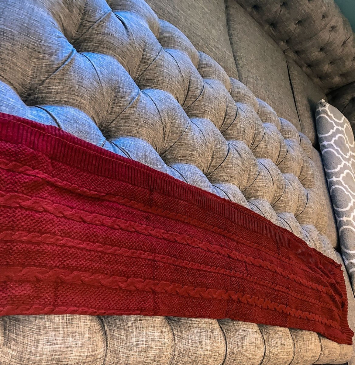 Claret Knit Sweater Throw Lightweight Cozy Blanket For Couch Bed BandsCo Straps
