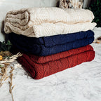 Claret Knit Sweater Throw Lightweight Cozy Blanket For Couch Bed BandsCo Straps