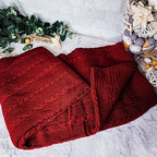 Claret Knit Sweater Throw Lightweight Cozy Blanket For Couch Bed BandsCo Straps