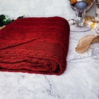 Claret Knit Sweater Throw Lightweight Cozy Blanket For Couch Bed BandsCo Straps