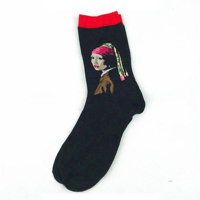 Classic Autumn Winter Retro Personality Art Van Gogh Mural World Famous Oil Painting Female Sock For Men And Women Stevvex