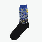 Classic Autumn Winter Retro Personality Art Van Gogh Mural World Famous Oil Painting Female Sock For Men And Women Stevvex