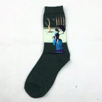 Classic Autumn Winter Retro Personality Art Van Gogh Mural World Famous Oil Painting Female Sock For Men And Women Stevvex