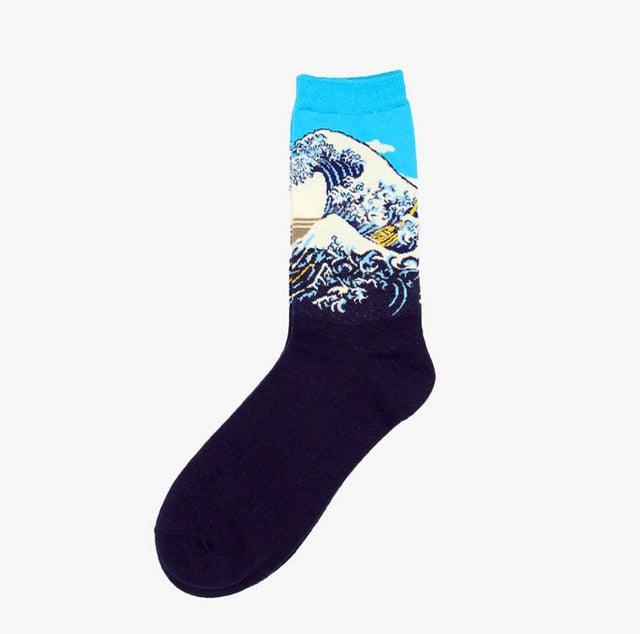 Classic Autumn Winter Retro Personality Art Van Gogh Mural World Famous Oil Painting Female Sock For Men And Women Stevvex