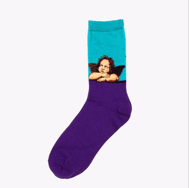 Classic Autumn Winter Retro Personality Art Van Gogh Mural World Famous Oil Painting Female Sock For Men And Women Stevvex