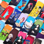 Classic Autumn Winter Retro Personality Art Van Gogh Mural World Famous Oil Painting Female Sock For Men And Women Stevvex