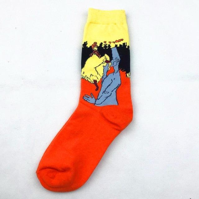 Classic Autumn Winter Retro Personality Art Van Gogh Mural World Famous Oil Painting Female Sock For Men And Women Stevvex