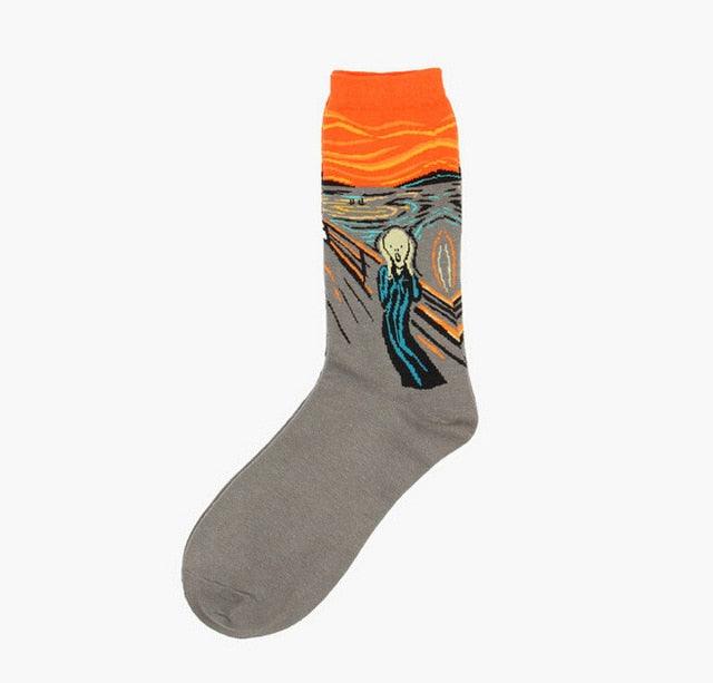 Classic Autumn Winter Retro Personality Art Van Gogh Mural World Famous Oil Painting Female Sock For Men And Women Stevvex