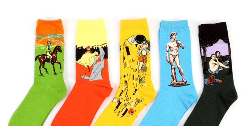 Classic Autumn Winter Retro Personality Art Van Gogh Mural World Famous Oil Painting Female Sock For Men And Women Stevvex