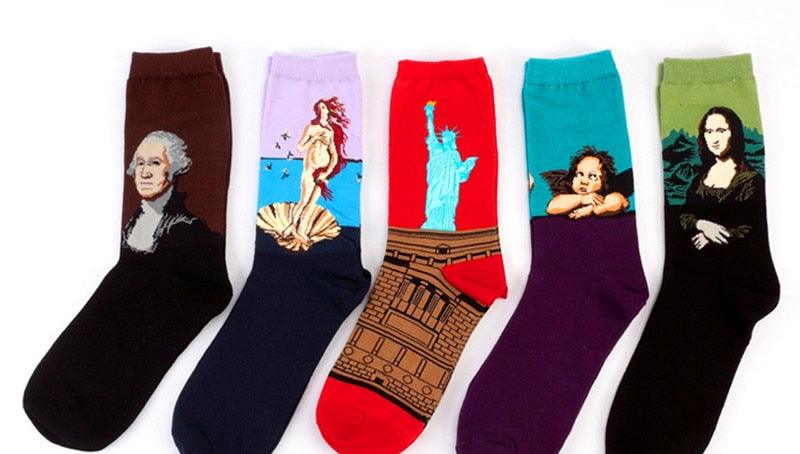 Classic Autumn Winter Retro Personality Art Van Gogh Mural World Famous Oil Painting Female Sock For Men And Women Stevvex