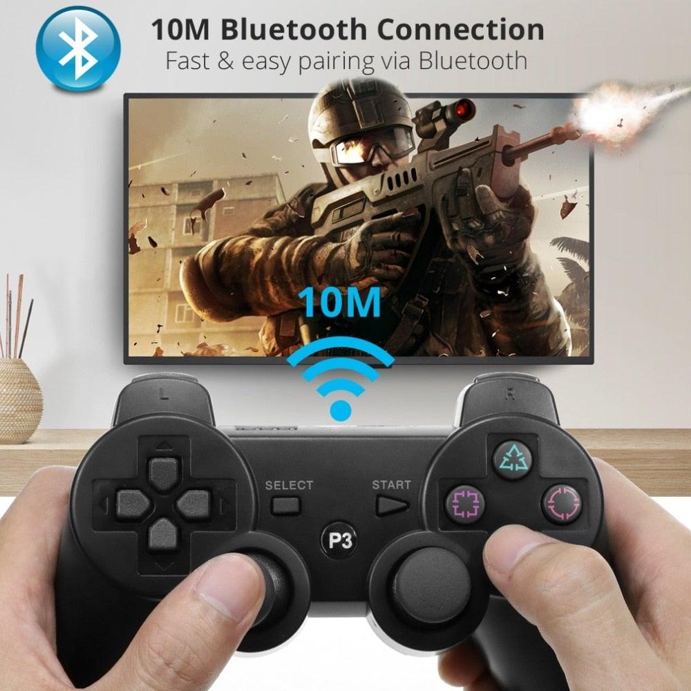 Classic Blue Bluetooth Wireless Joystick Gamepad Controller Compatible With PC Monitor Laptop Stevvex
