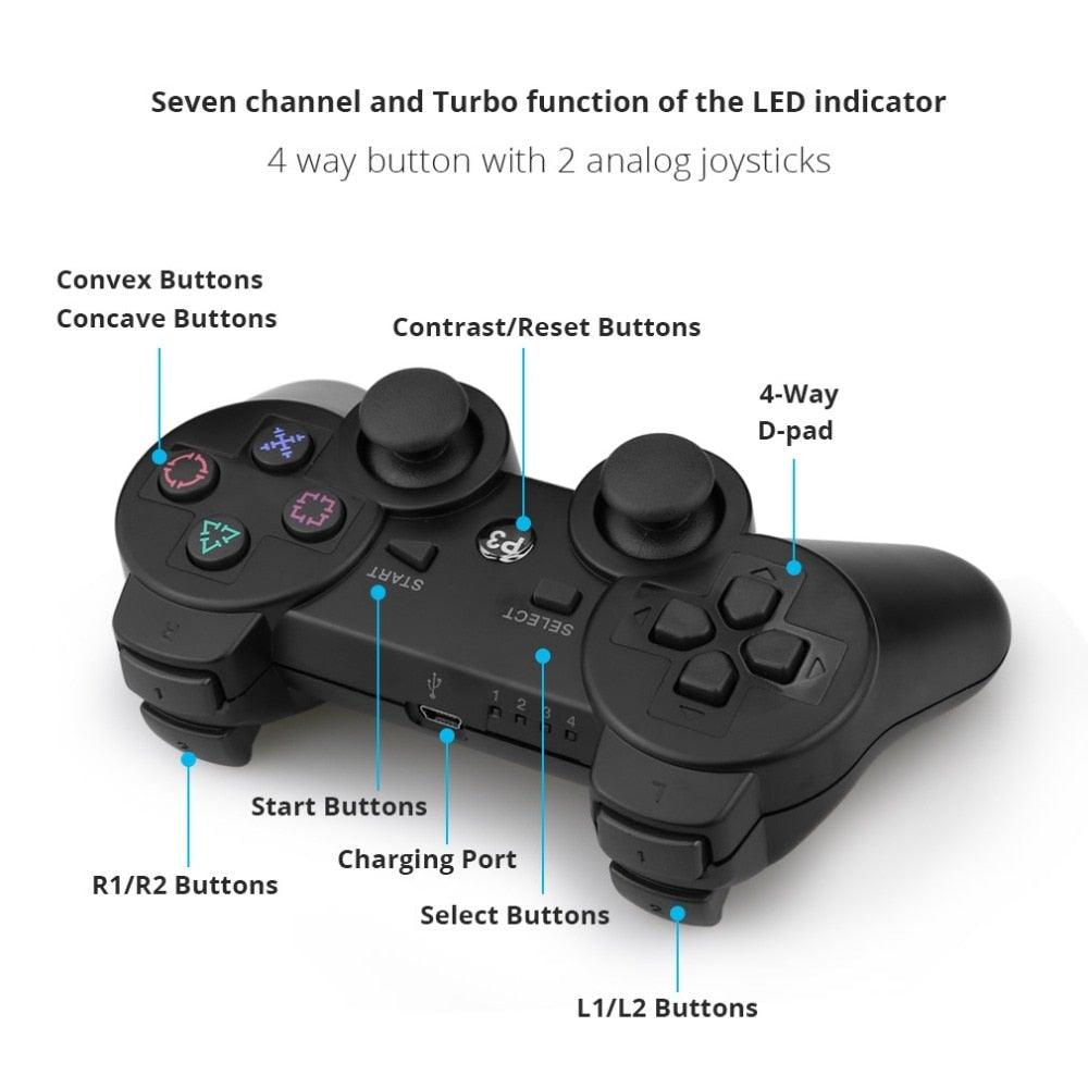 Classic Blue Bluetooth Wireless Joystick Gamepad Controller Compatible With PC Monitor Laptop Stevvex