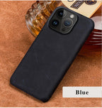 Classic Brown Genuine Leather Phone Case for iPhone 13 14 Pro Max 12 Mini 11 12 Pro Max Leather Cover Bumper Phone Case Compatible With iPhone Genuine Leather Slim Back Cover