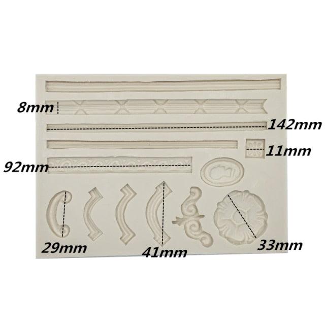 Classic Cake Frame Silicone Mold Unique Reusable Kitchen Baking Tools Candy Chocolate Pastry Fondant Moulds Dessert Lace Decoration Scroll Cake Border Silicone Molds Stevvex