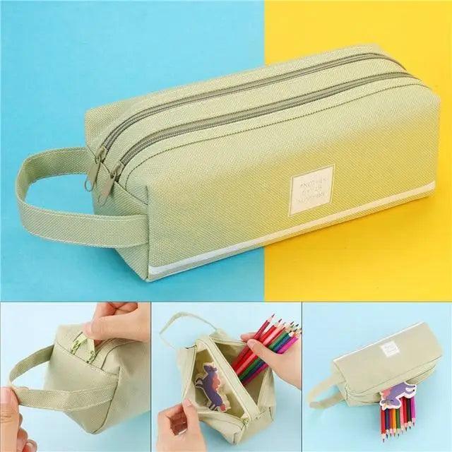 Classic Colorful Large Capacity Pencil Cases For Students Cool Design Double Zipper Pencil Pouch Pen Bag For School Stevvex