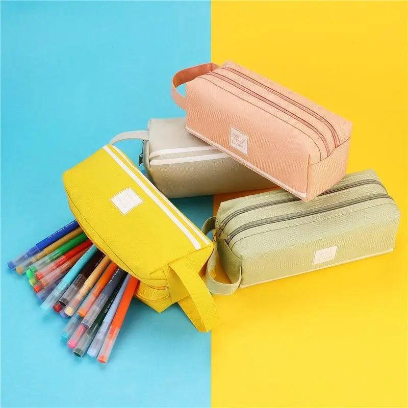 Classic Colorful Large Capacity Pencil Cases For Students Cool Design Double Zipper Pencil Pouch Pen Bag For School Stevvex