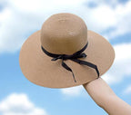 Classic Design Wide Elegant Hat New Simple Foldable Wide Floppy Girls Straw Hat Sun Hat Beach Women Summer Hat UV Protect Travel Cap Lady Cap Female Outdoor Summer Hat Stevvex