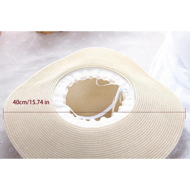 Classic Design Wide Elegant Hat New Simple Foldable Wide Floppy Girls Straw Hat Sun Hat Beach Women Summer Hat UV Protect Travel Cap Lady Cap Female Outdoor Summer Hat Stevvex