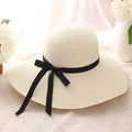 Classic Design Wide Elegant Hat New Simple Foldable Wide Floppy Girls Straw Hat Sun Hat Beach Women Summer Hat UV Protect Travel Cap Lady Cap Female Outdoor Summer Hat Stevvex