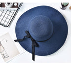 Classic Design Wide Elegant Hat New Simple Foldable Wide Floppy Girls Straw Hat Sun Hat Beach Women Summer Hat UV Protect Travel Cap Lady Cap Female Outdoor Summer Hat Stevvex