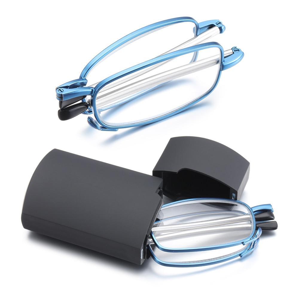 Classic Fashionable Folding Reading Glasses With Case  For Men Women Telescopic Rotation Eyeglasses Includes Glasses Case Blue Light Blocking Reading Glasses Folding Reading Glasses, Small Folding Readers for Men Women Stevvex