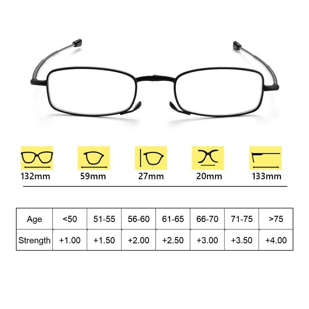 Classic Fashionable Folding Reading Glasses With Case  For Men Women Telescopic Rotation Eyeglasses Includes Glasses Case Blue Light Blocking Reading Glasses Folding Reading Glasses, Small Folding Readers for Men Women Stevvex