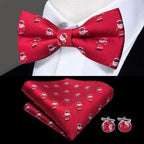 Classic Green Bow Ties Men Silk Butterfly Tie  With Pocket Square And Cufflinks Set For Men Elegant Design Wedding Party Bowties Solid Color Gentleman Bow Tie And Pocket Square Cufflink Set Stevvex