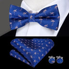 Classic Green Bow Ties Men Silk Butterfly Tie  With Pocket Square And Cufflinks Set For Men Elegant Design Wedding Party Bowties Solid Color Gentleman Bow Tie And Pocket Square Cufflink Set Stevvex