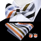 Classic Green Bow Ties Men Silk Butterfly Tie  With Pocket Square And Cufflinks Set For Men Elegant Design Wedding Party Bowties Solid Color Gentleman Bow Tie And Pocket Square Cufflink Set Stevvex