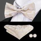 Classic Green Bow Ties Men Silk Butterfly Tie  With Pocket Square And Cufflinks Set For Men Elegant Design Wedding Party Bowties Solid Color Gentleman Bow Tie And Pocket Square Cufflink Set Stevvex