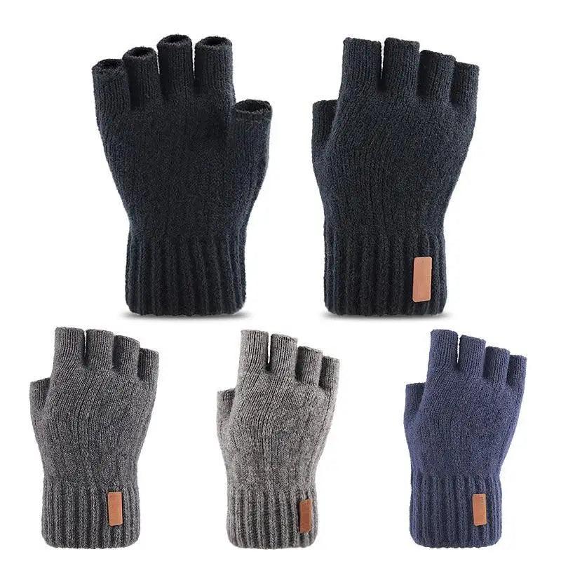 Classic Knitted Fingerless Winter  Unisex Outdoor Gloves For Men Women Retro Soft Unisex Stretch Elastic Warm Half Finger Cycling Gloves Stevvex
