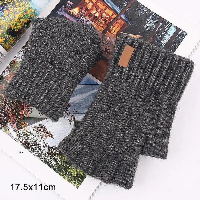 Classic Knitted Fingerless Winter  Unisex Outdoor Gloves For Men Women Retro Soft Unisex Stretch Elastic Warm Half Finger Cycling Gloves Stevvex