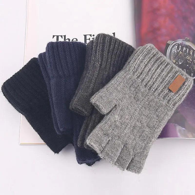Classic Knitted Fingerless Winter  Unisex Outdoor Gloves For Men Women Retro Soft Unisex Stretch Elastic Warm Half Finger Cycling Gloves Stevvex