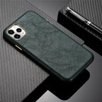 Classic Leather Case Compatible with iPhone Slim Leather Protective Case Midnight Green Luxury Genuine Leather Cover For iPhone 14 Pro 13 12 11 Pro Max X XS XR 7 8 Plus Case Vintage Leather Business Men Iphone Case Stevvex