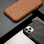 Classic Leather Case Compatible with iPhone Slim Leather Protective Case Midnight Green Luxury Genuine Leather Cover For iPhone 14 Pro 13 12 11 Pro Max X XS XR 7 8 Plus Case Vintage Leather Business Men Iphone Case Stevvex