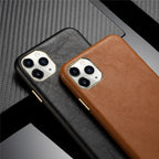 Classic Leather Case Compatible with iPhone Slim Leather Protective Case Midnight Green Luxury Genuine Leather Cover For iPhone 14 Pro 13 12 11 Pro Max X XS XR 7 8 Plus Case Vintage Leather Business Men Iphone Case Stevvex
