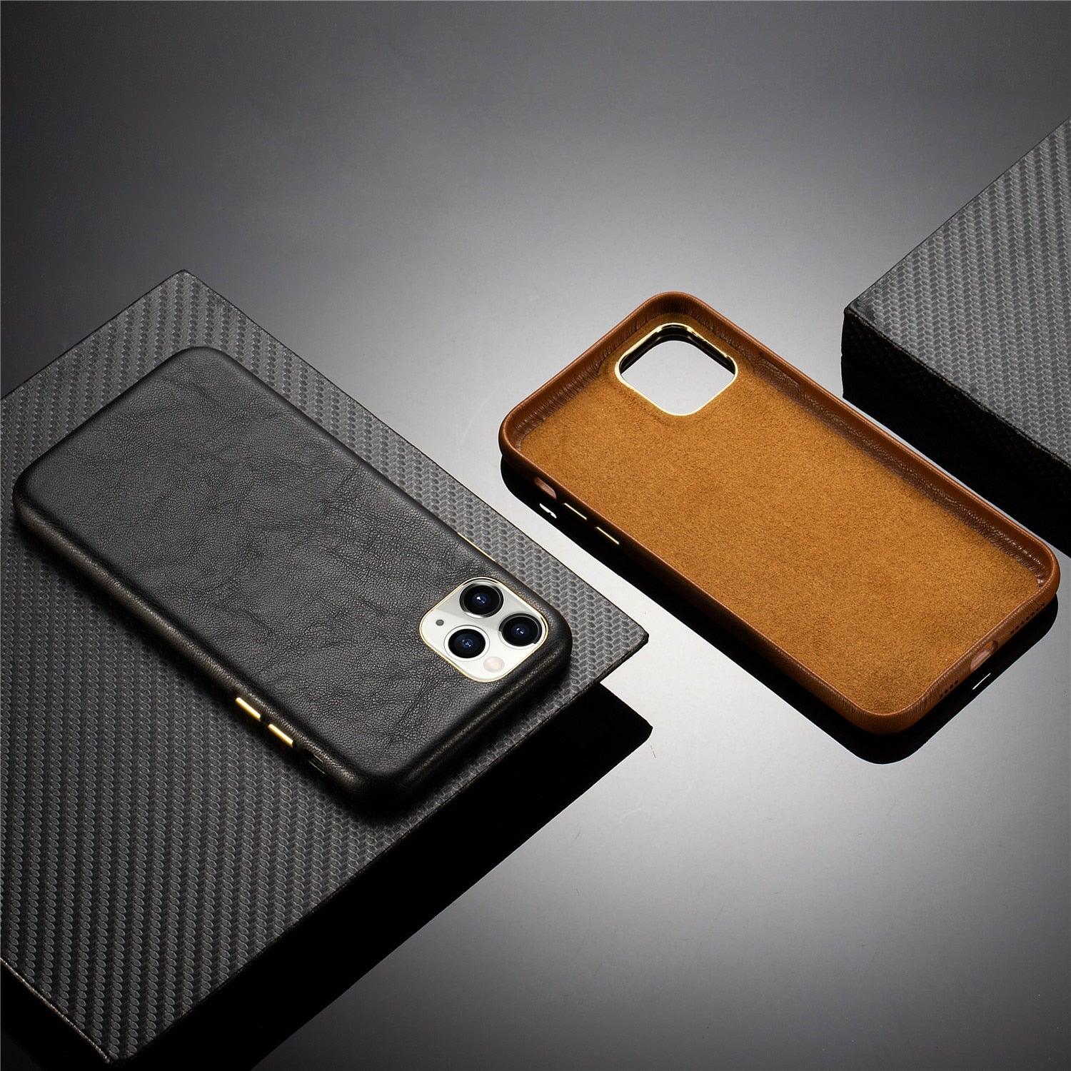 Classic Leather Case Compatible with iPhone Slim Leather Protective Case Midnight Green Luxury Genuine Leather Cover For iPhone 14 Pro 13 12 11 Pro Max X XS XR 7 8 Plus Case Vintage Leather Business Men Iphone Case Stevvex
