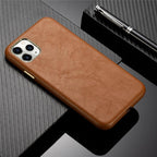 Classic Leather Case Compatible with iPhone Slim Leather Protective Case Midnight Green Luxury Genuine Leather Cover For iPhone 14 Pro 13 12 11 Pro Max X XS XR 7 8 Plus Case Vintage Leather Business Men Iphone Case Stevvex