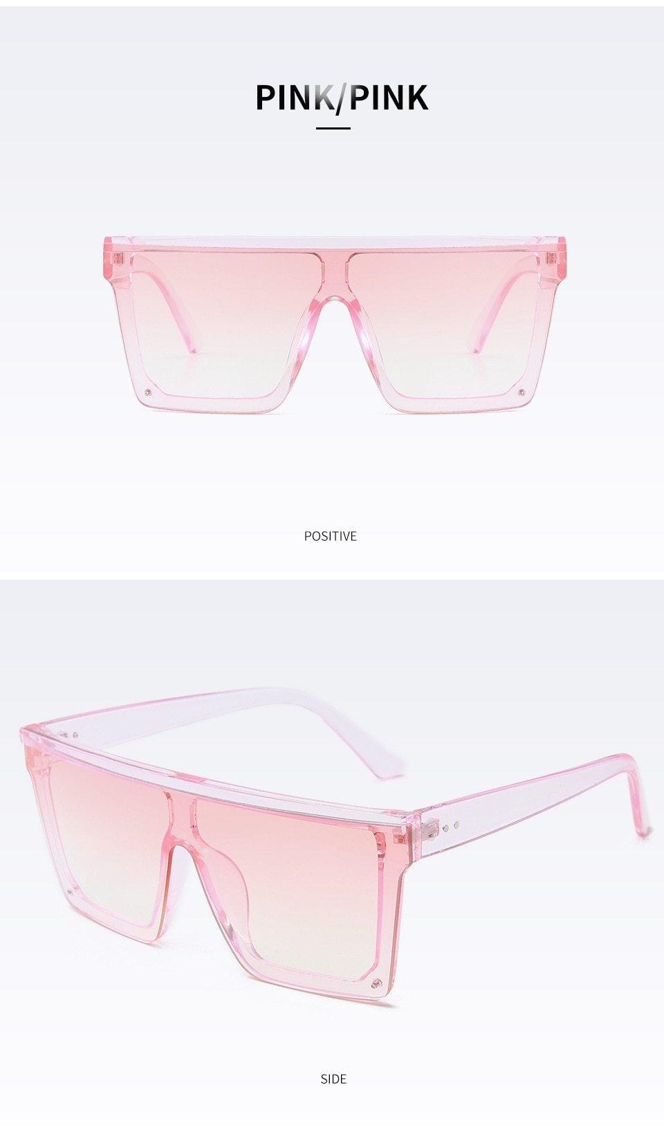 Classic Male Big Black Sunglasses For Men & Women New Fashionable Design New Mirror Pink Square  Oversize Square Sunglasses for Women Men Stevvex
