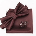 Classic Men Bowtie  Cufflinks Set Casual Men's Fashionable Style Solid Color Bowties Elegant Accessories Stevvex