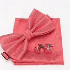Classic Men Bowtie  Cufflinks Set Casual Men's Fashionable Style Solid Color Bowties Elegant Accessories Stevvex