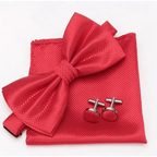 Classic Men Bowtie  Cufflinks Set Casual Men's Fashionable Style Solid Color Bowties Elegant Accessories Stevvex