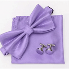 Classic Men Bowtie  Cufflinks Set Casual Men's Fashionable Style Solid Color Bowties Elegant Accessories Stevvex
