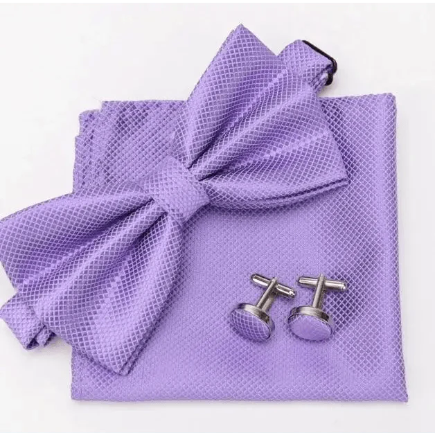 Classic Men Bowtie  Cufflinks Set Casual Men's Fashionable Style Solid Color Bowties Elegant Accessories Stevvex