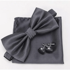 Classic Men Bowtie  Cufflinks Set Casual Men's Fashionable Style Solid Color Bowties Elegant Accessories Stevvex