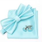 Classic Men Bowtie  Cufflinks Set Casual Men's Fashionable Style Solid Color Bowties Elegant Accessories Stevvex