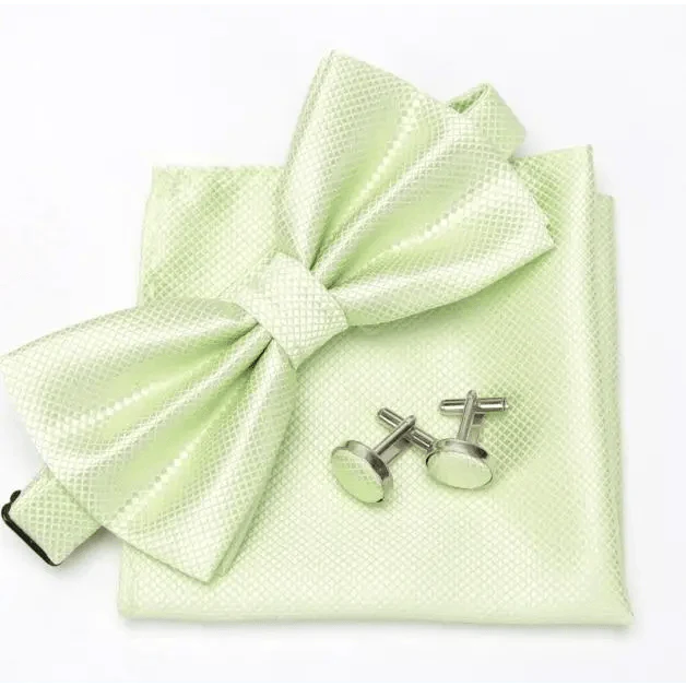 Classic Men Bowtie  Cufflinks Set Casual Men's Fashionable Style Solid Color Bowties Elegant Accessories Stevvex