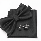 Classic Men Bowtie  Cufflinks Set Casual Men's Fashionable Style Solid Color Bowties Elegant Accessories Stevvex