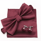 Classic Men Bowtie  Cufflinks Set Casual Men's Fashionable Style Solid Color Bowties Elegant Accessories Stevvex