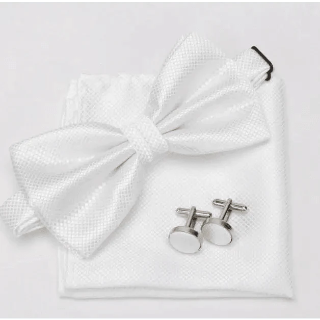 Classic Men Bowtie  Cufflinks Set Casual Men's Fashionable Style Solid Color Bowties Elegant Accessories Stevvex
